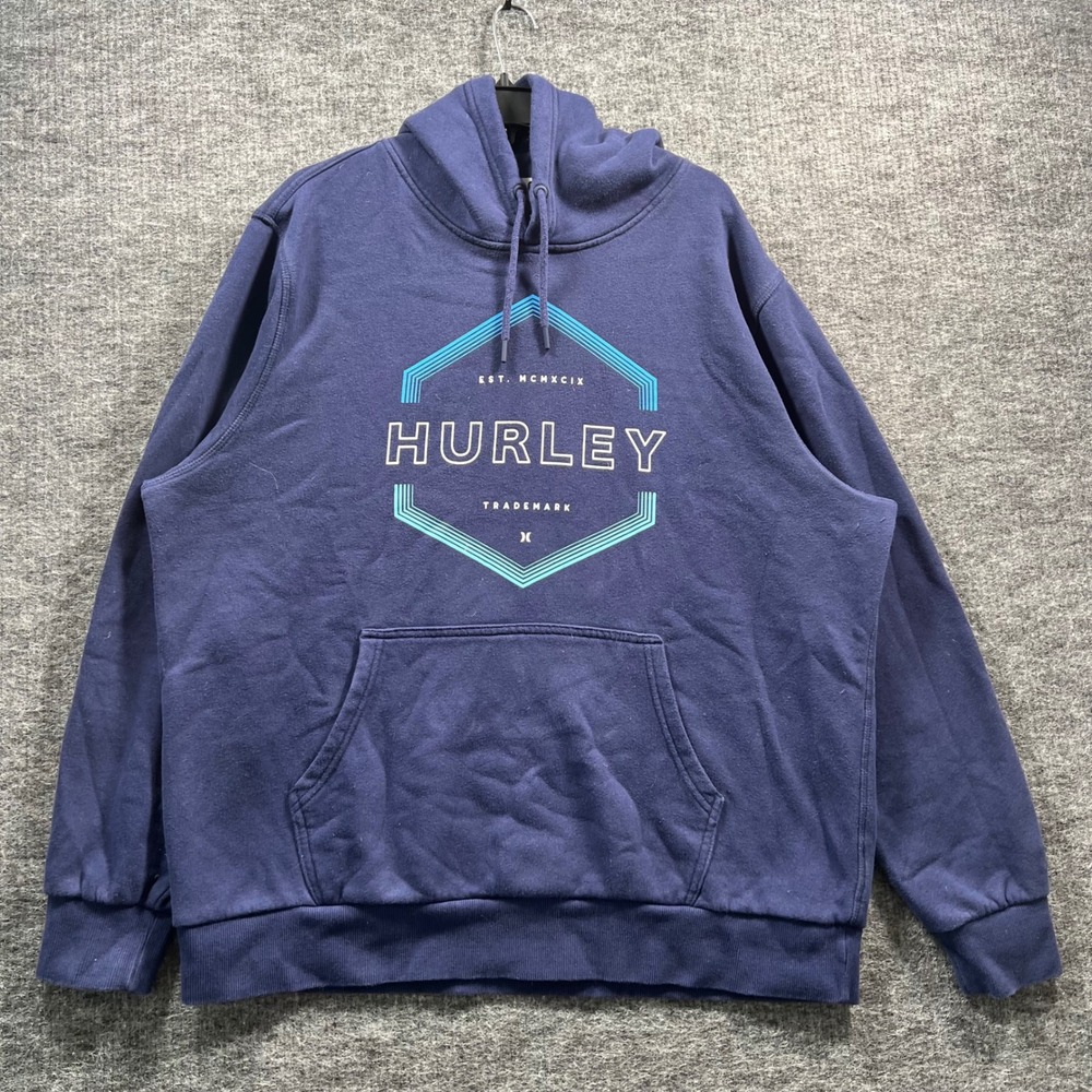 Hurley Mens XL Navy Blue Graphic Logo Pullover Hoodie Sweatshirt